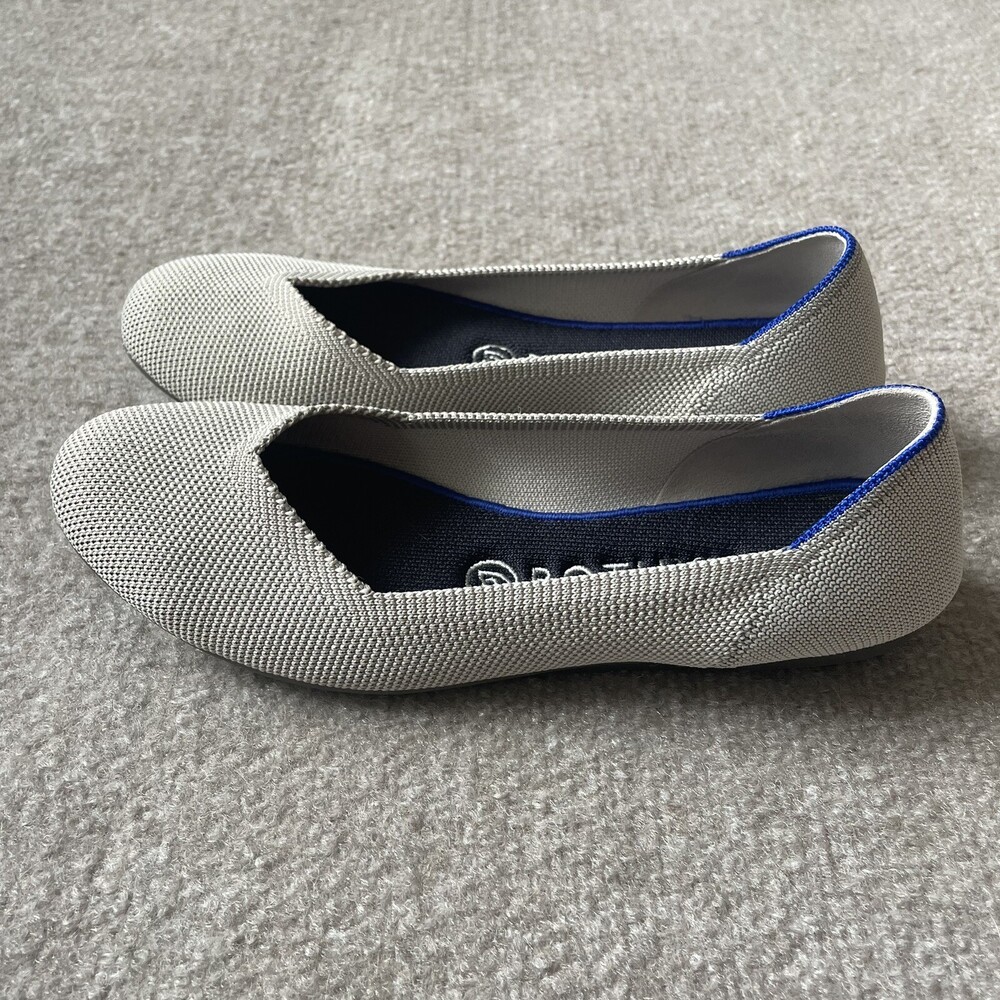 Rothy’s Shoes Womens Size 7.5 Taupe Gray/Beige The Flat Casual Knit Ballet Flats